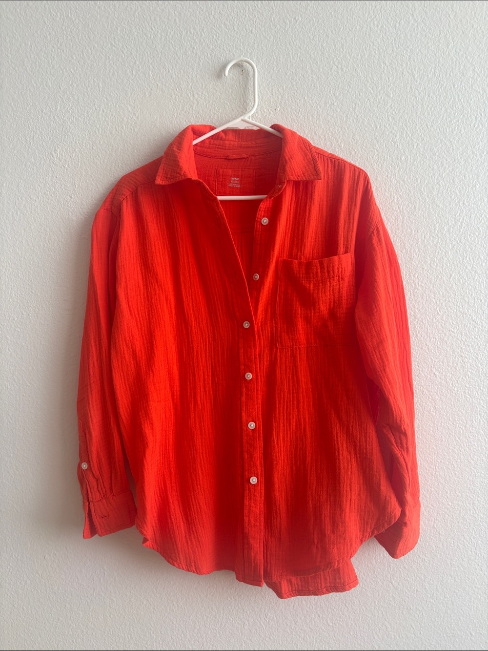 Aerie Oversized Bright Orange Button-Up Shirt